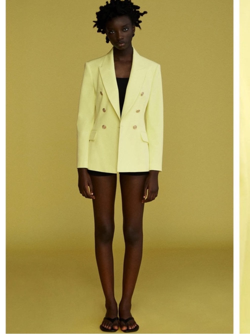 NWT Zara Double-Breasted Women's Blazer Jacket in Pale Yellow Large